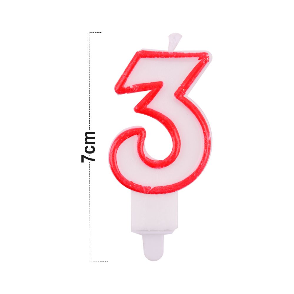 Number 3 Birthday Candle 3D Number Happy Birthday Cake Candles for Birthday Party Wedding Decoration Reunions Theme Party 7cm 24pcs