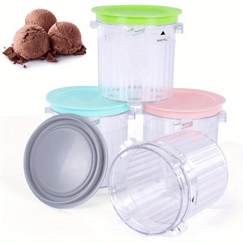 4 Pack Ice Cream Pints and Lids Compatible with Ninja Creami Breeze Ice Cream Makers, BPA-Free, Dishwasher Safe, For nc299 300 301 Not for nc100