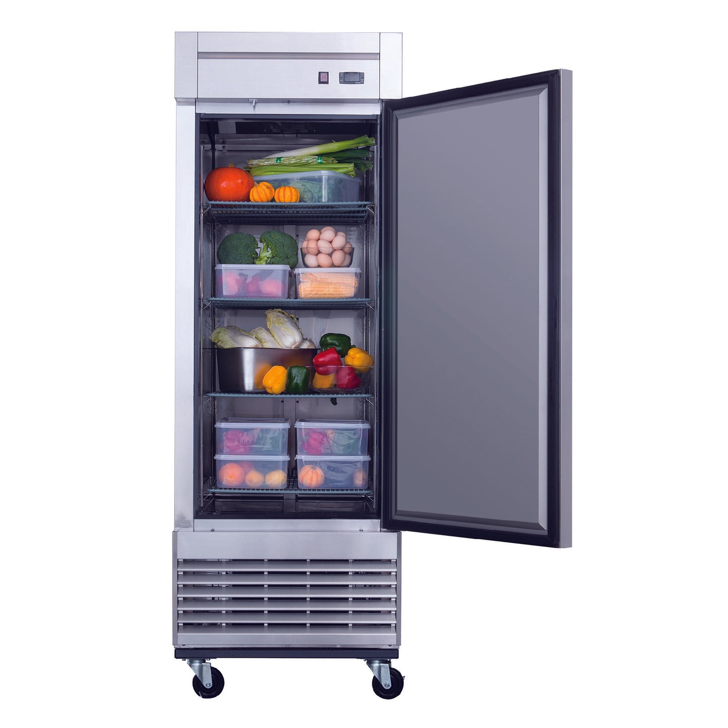 Dukers Commercial Single Door Bottom Mounted Upright Reach-in Freezer in Stainless Steel 17.79cu.ft.