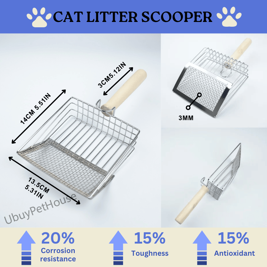 Cat metal litter scoops filter small feces Litter filters Oversized dog litter scoops can cope with different sizes of feces small and large holes The new design of litter scoops Wooden handles