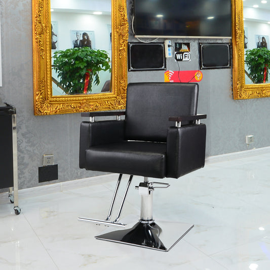 Hydraulic Barber Chair, Heavy-Duty Styling Chair with 360 Degree Rotation for Barber Shop, Beauty Salon, Spa, Tattoo Shop, Black XH