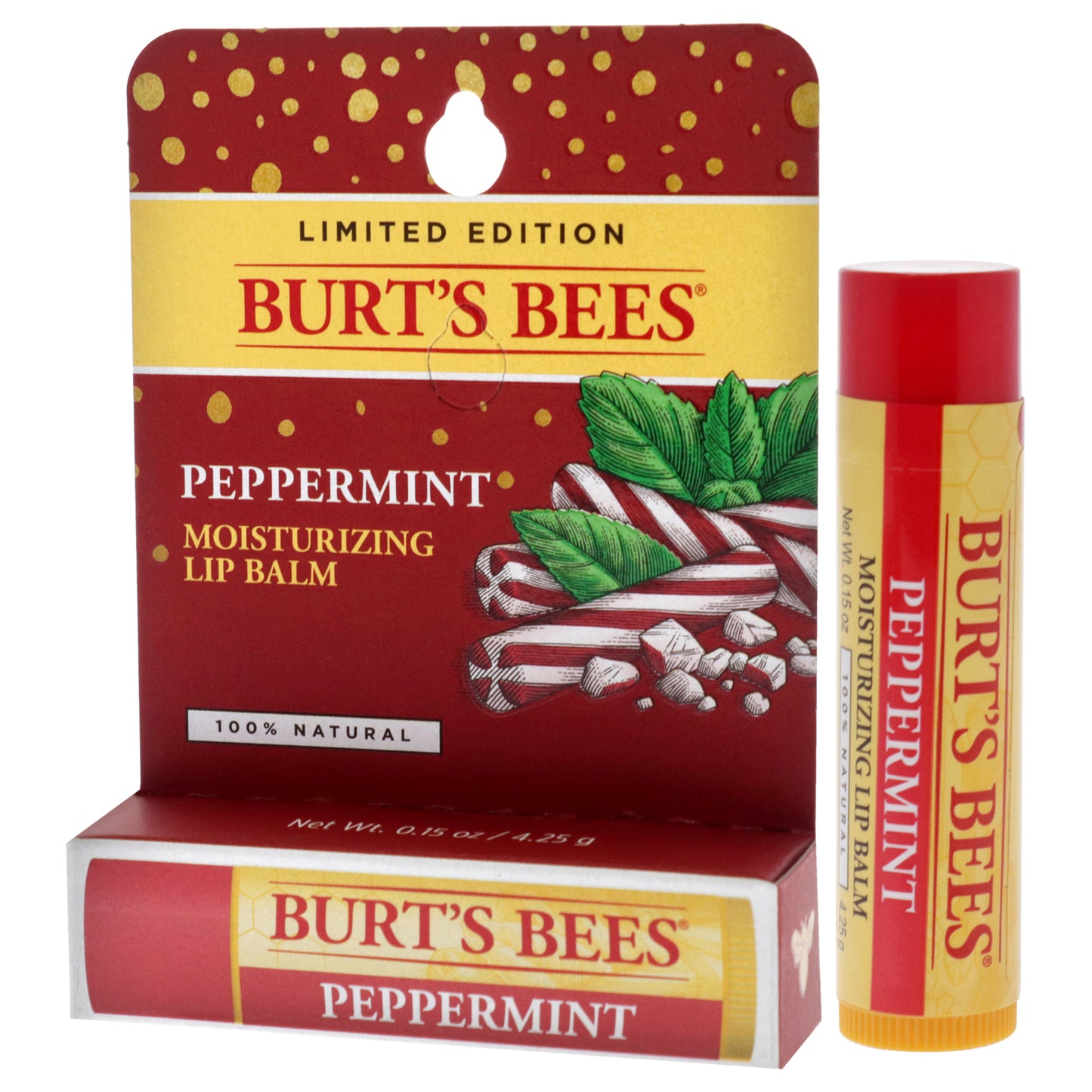 Peppermint Moisturizing Lip Balm Blister by Burts Bees for Unisex - 0.15 oz Lip Balm