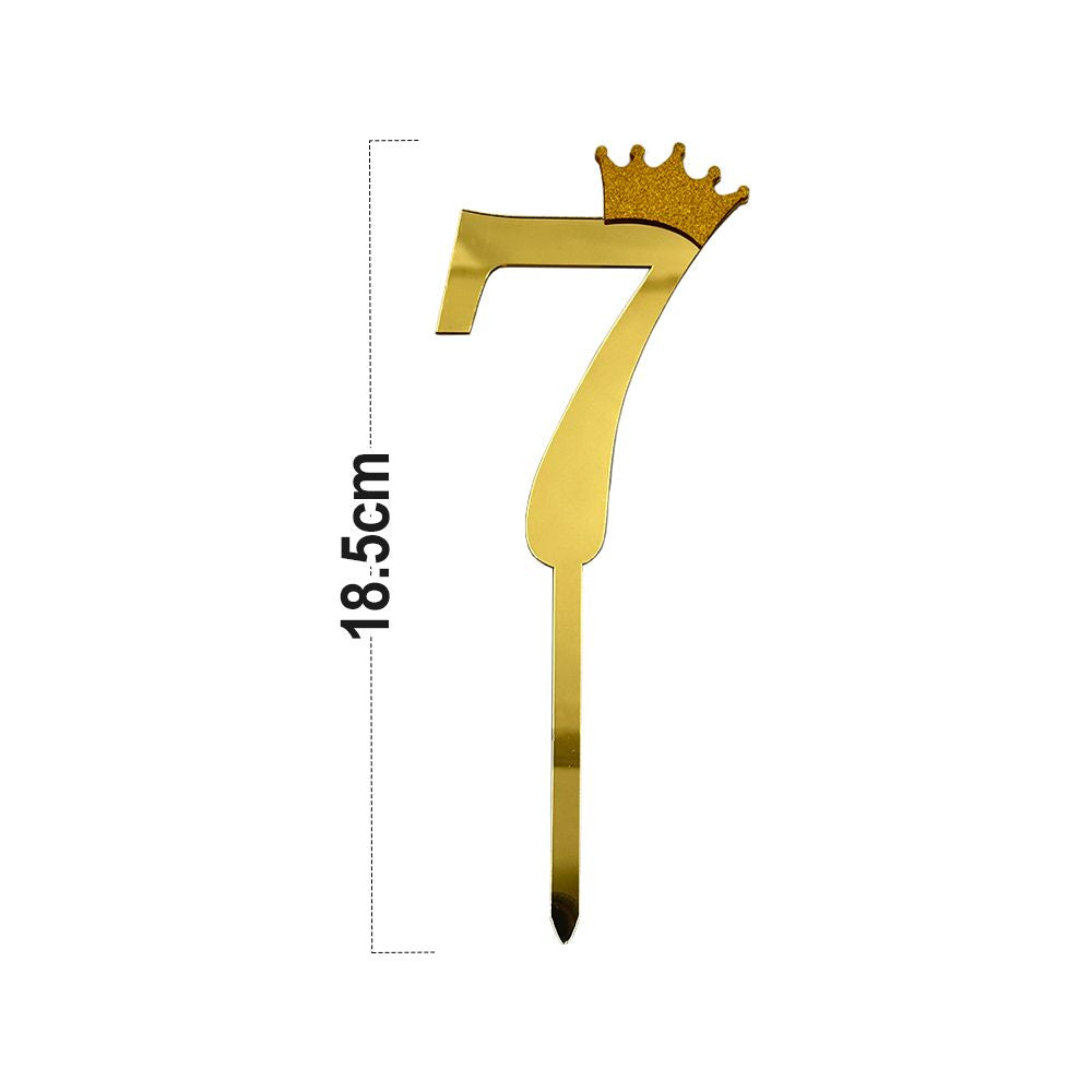 12pcs Number 7 Crown Cake Topper and Gold Acrylic Happy Birthday Cake Toppers for Wedding Anniversary or Birthday Party Decorations