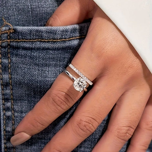 Solitaire Moissanite Engagement Ring, 1CT D Color VVS1 Clarity, 18K White Gold Plated, Ideal Gift for Women