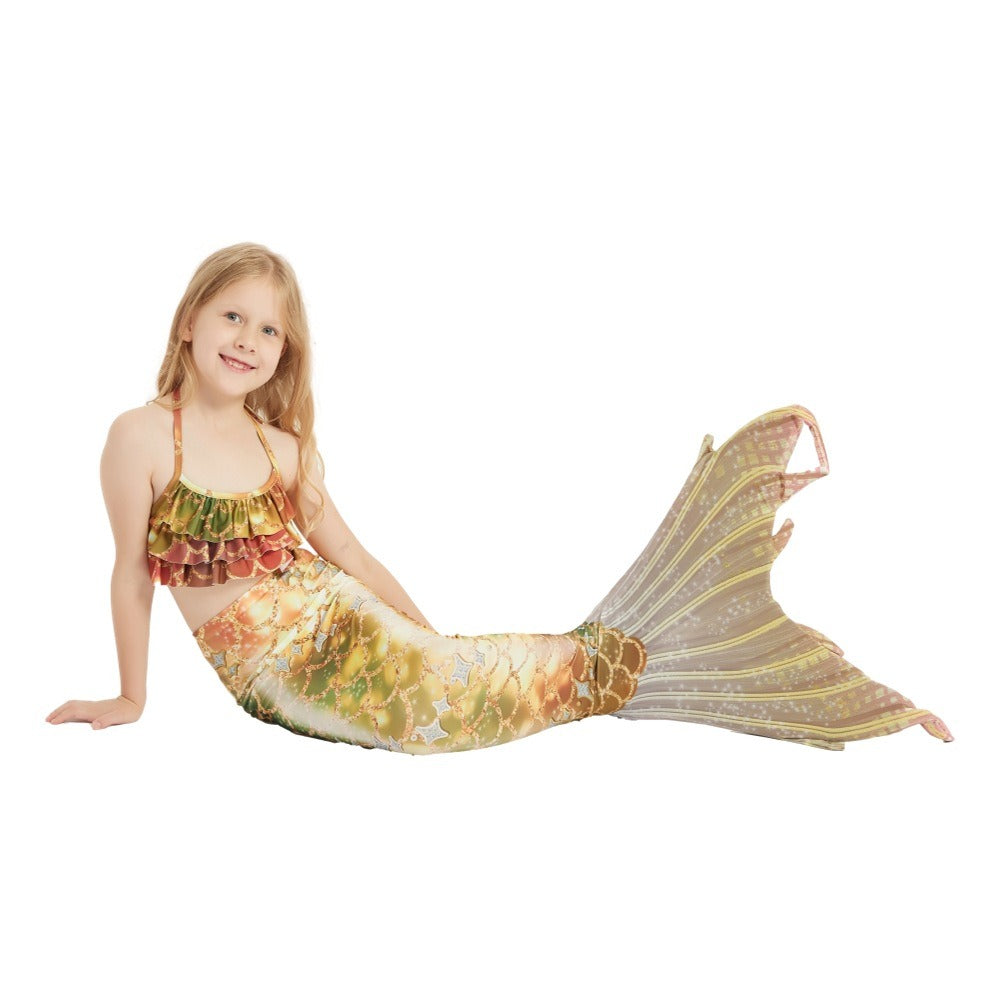 Mermaid Tails Swimsuit for Girls Swimming 3Pcs Mermaid Princess Bathing Suit