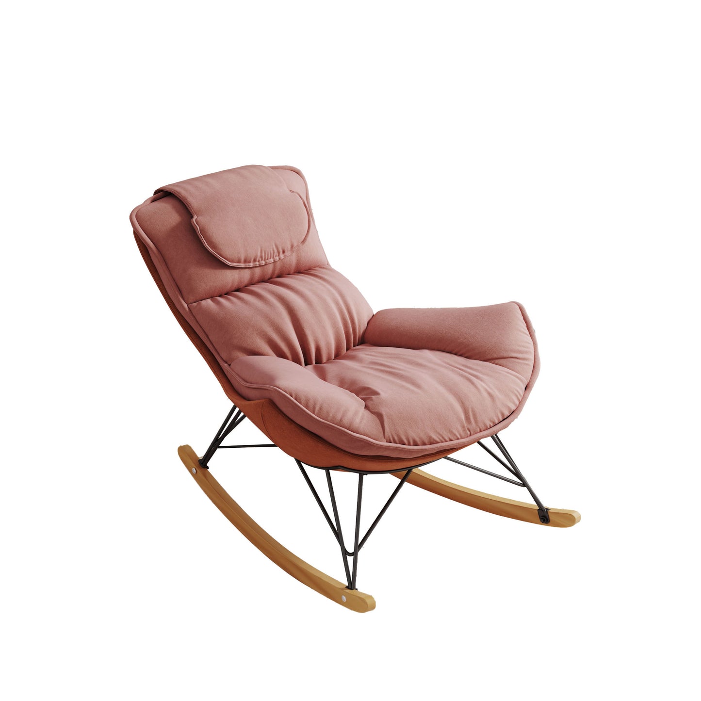 Leisure sofa single rocking chair, light luxury sofa chair, balcony leisure area single chair, comfortable and breathable characteristic chair, detachable and washable seat cushion (Color: Pink)