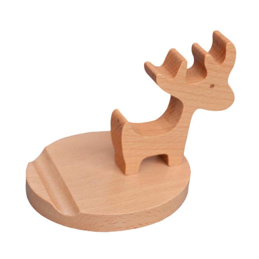 Wooden Mobile Phone Stand Cute Deer Desktop Bedside Cell Phone Holder Support