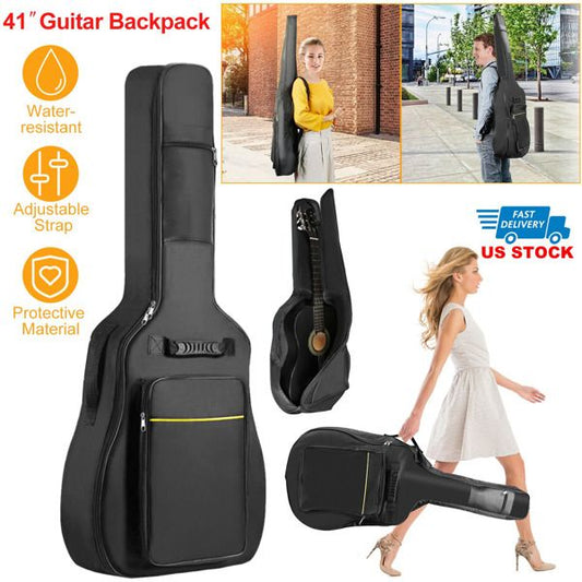 41' Guitar Backpack Adjustable Shoulder Strap Water-resistant Guitar Carry Bag 5mm Thick Padded Protective Acoustic Guitar Bag