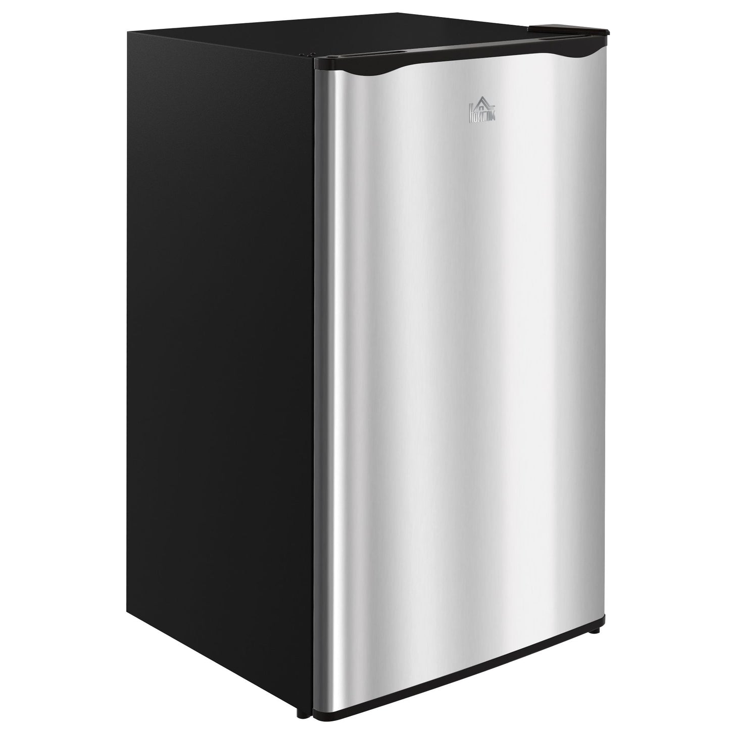 HOMCOM 3.2 Cu.Ft Mini Fridge with Freezer, Single Door Compact Refrigerator with Adjustable Thermostat, Shelf and Reversible Door for Bedroom, Dorm, Home Office, Energy Efficient, Silver