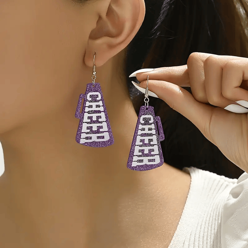 Sparkling Cheerleader Megaphone  Earrings - Show Your Spirit!