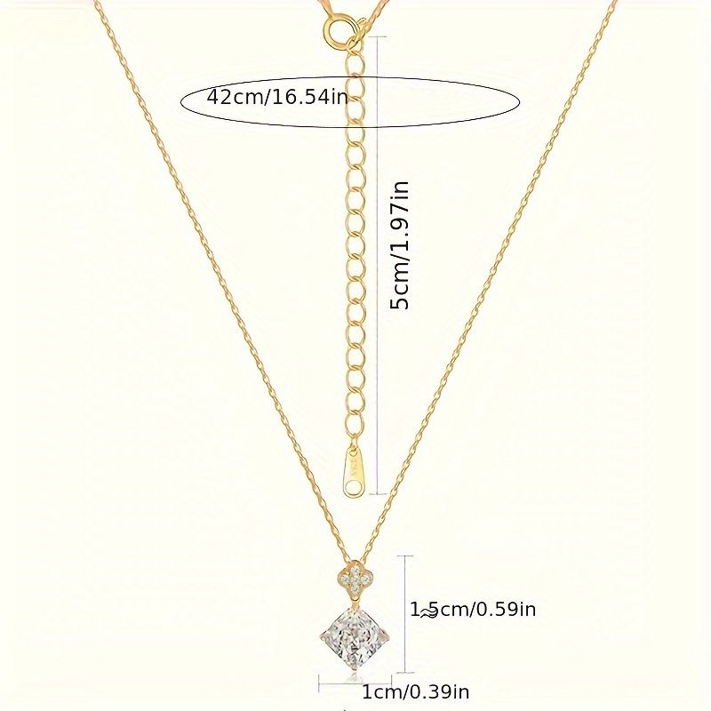 "Women's Birthstone Necklace 14K Gold Plated Lucky Clover Pendant Necklace  Zirconia 925 Sterling Silver Necklace Fashion Wedding Party Jewelry for Wife and Mom"