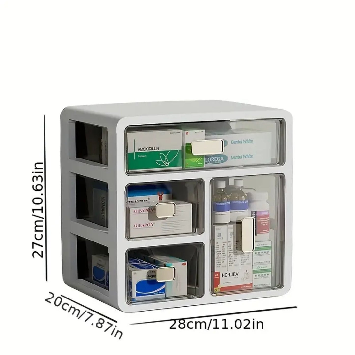 Drawer style plastic storage box organizer/multifunctional storage container, used for storing drugs, cosmetics, office supplies, etc