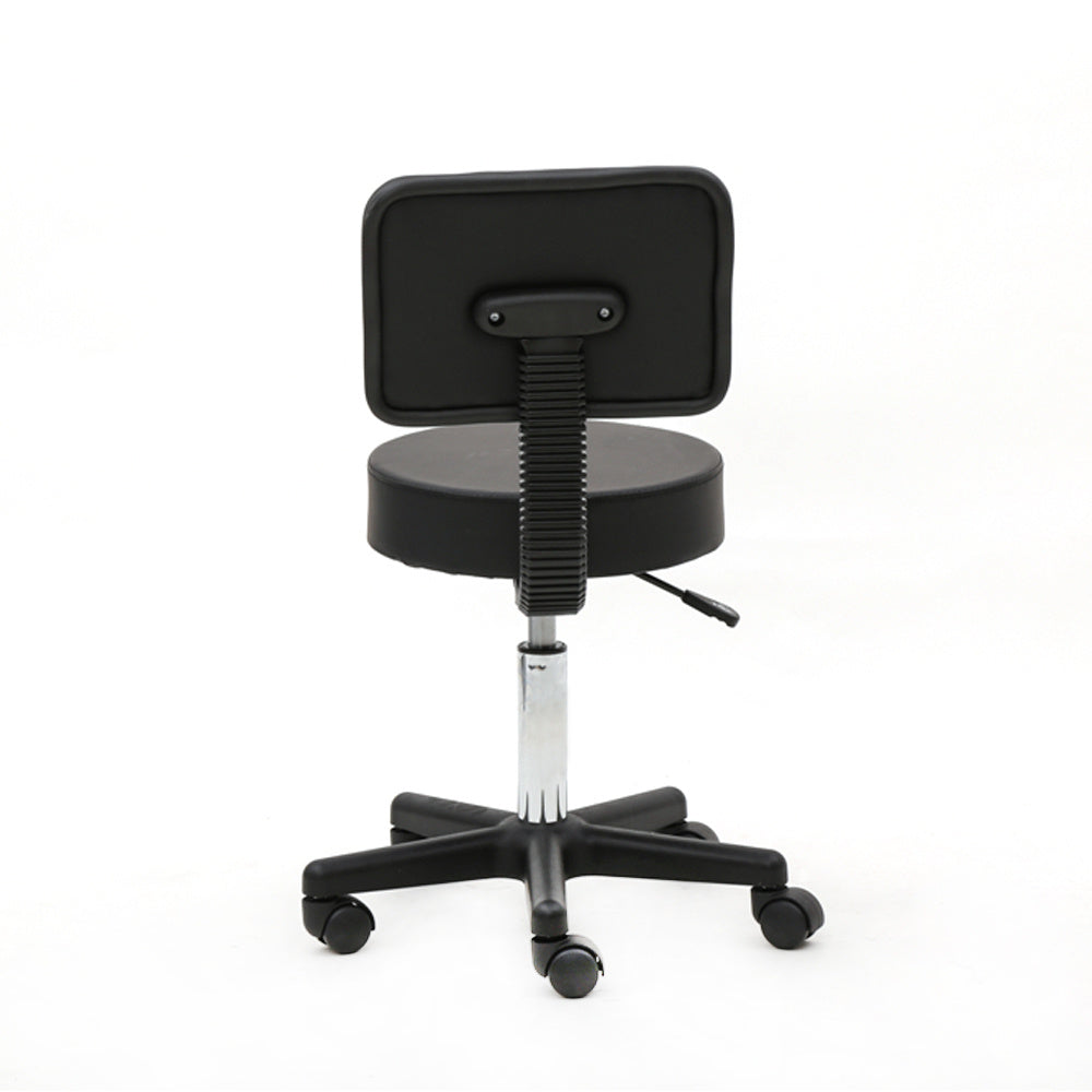 Round Shape Plastic Adjustable Salon Stool with Back Black