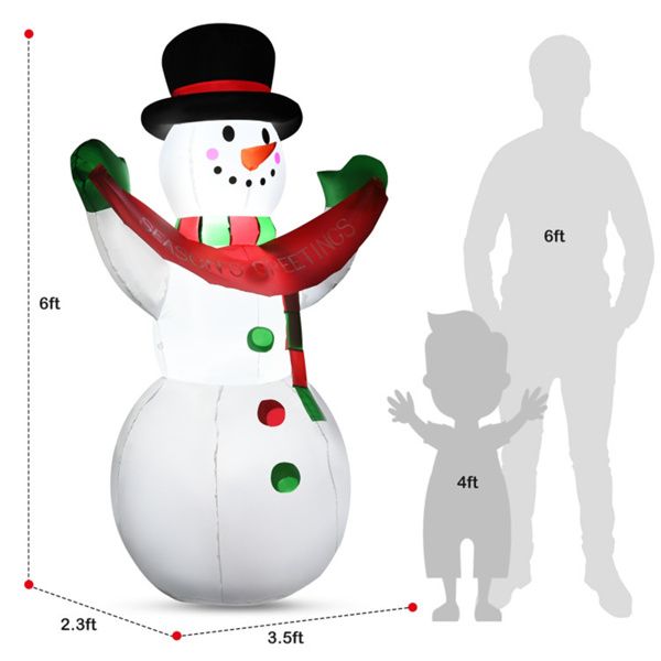 6 Feet Christmas Decoration Inflatable Christmas Snowman