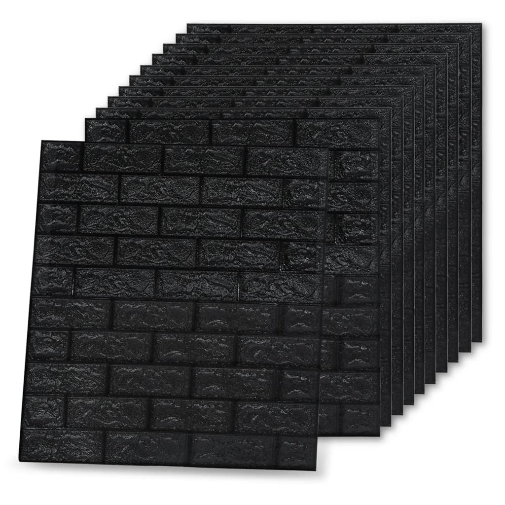 3D Wallpaper Bricks Self-adhesive 10 pcs Black