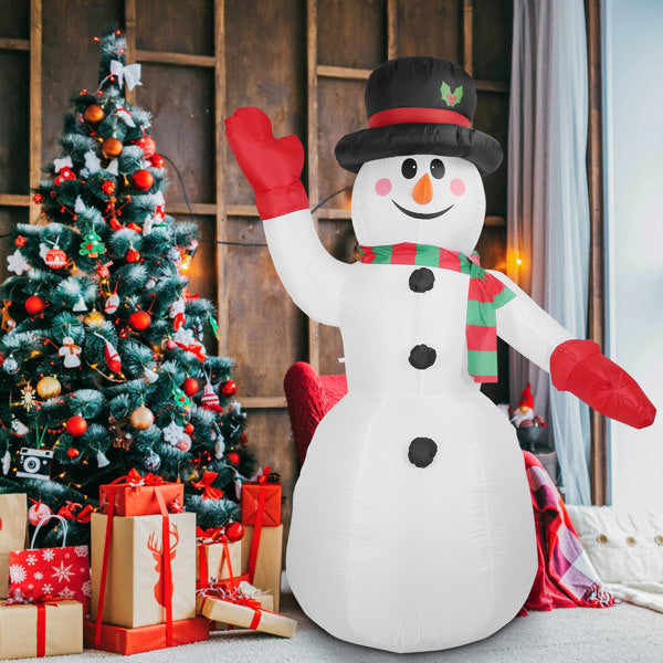 7.9FT Christmas Inflatable Giant Snowman Blow up Light up Snowman with LED Lights Hat Scarf IPX4 Waterproof Christmas Outdoor Yard Lawn Holiday Decoration Xmas Kid Gift