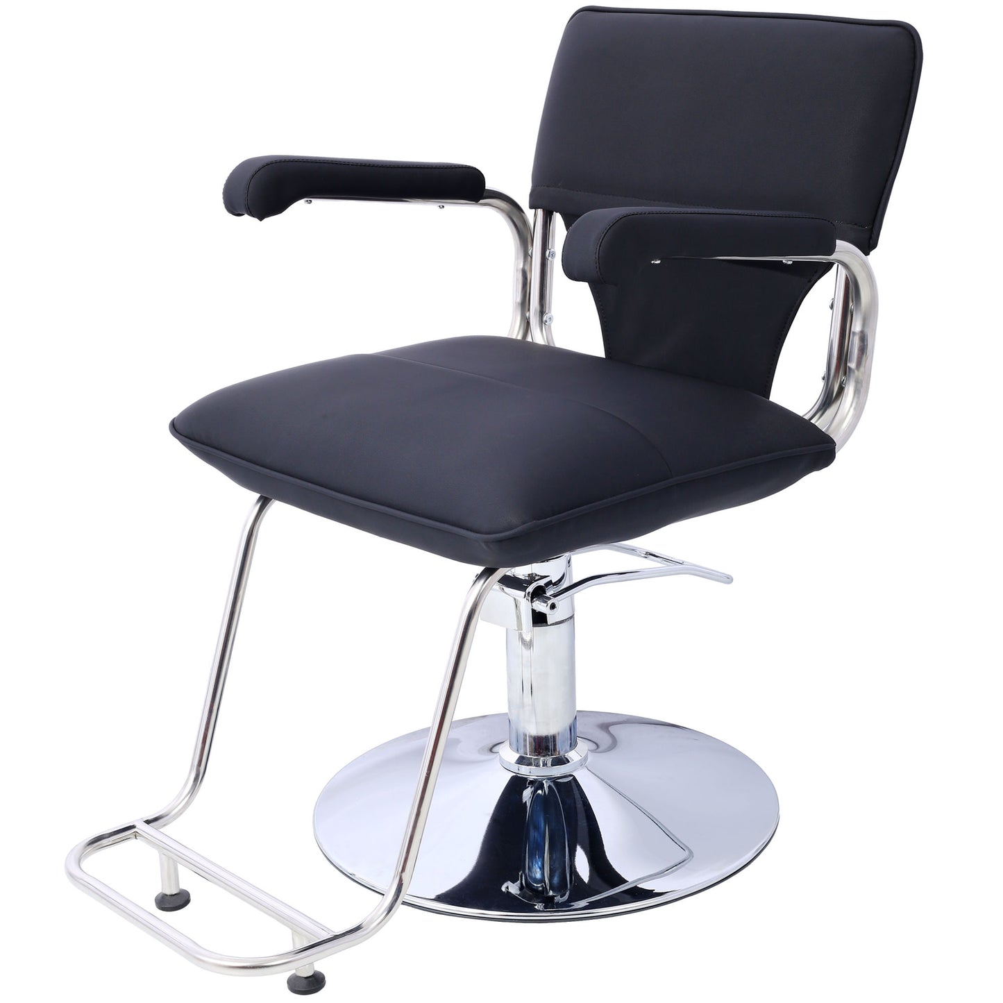 Stainless steel frame,Fashion style Hair Salon Chair Styling Heavy Duty Hydraulic Pump Barber Chair Beauty Shampoo Barbering Chair for Hair Stylist Women Man,with Barber Cape (Black)