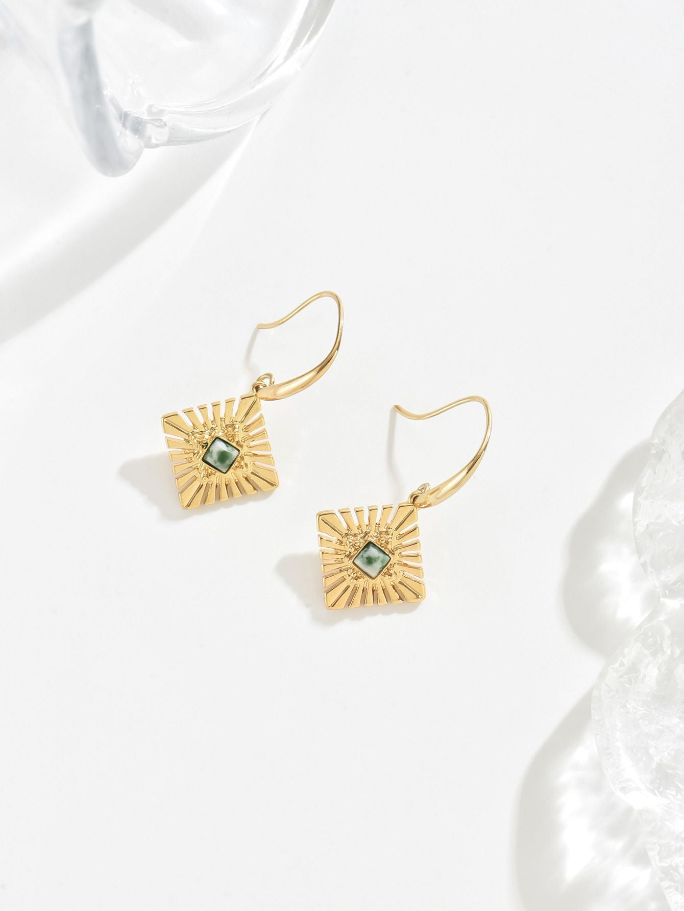 "Geometric Gold Sunburst Drop Earrings – Chic and  Lightweight Earrings for a Bold, Modern Look"