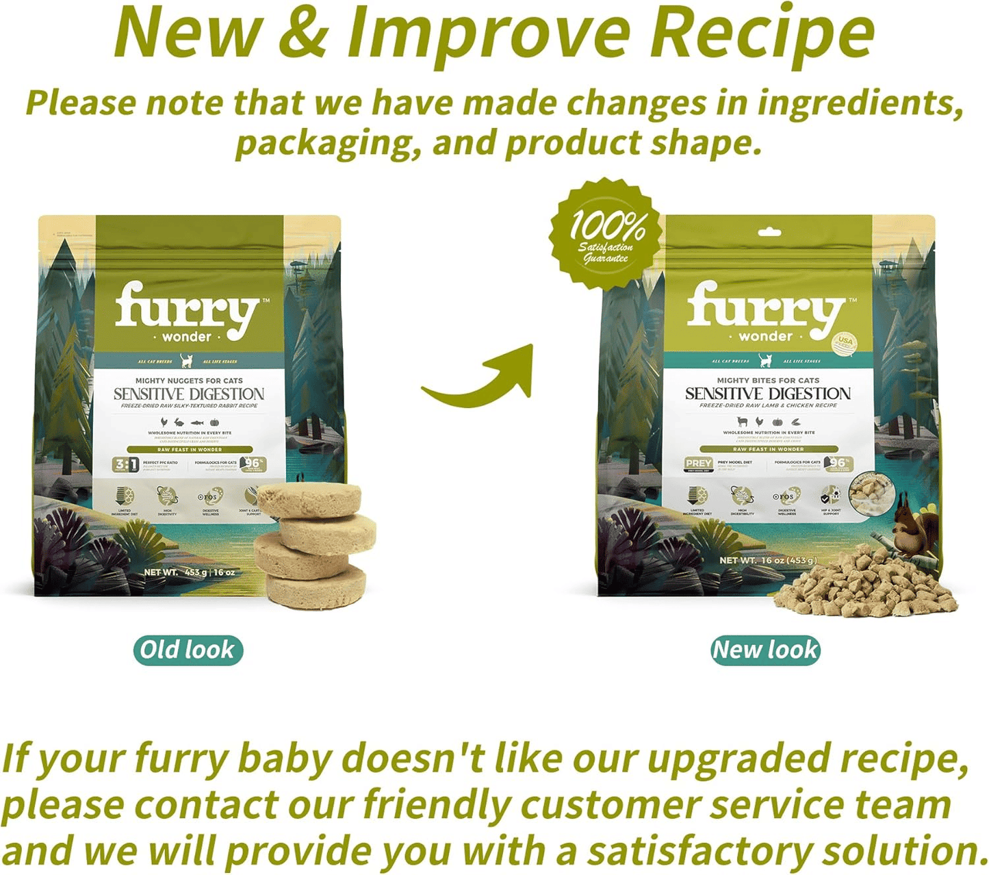 Freeze Dried Raw Cat Food Grain Free Mighty Bites for Cats 16oz High Protein Cat Food for All Breeds and Life Stages, Chicken & Pigeon