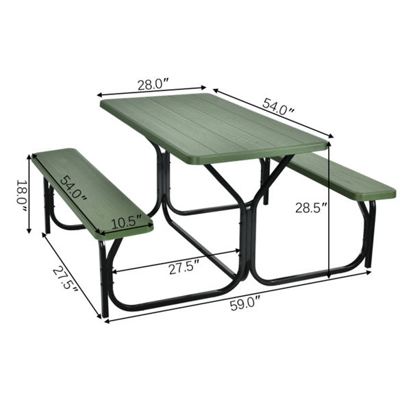 Picnic Table Bench Set Green