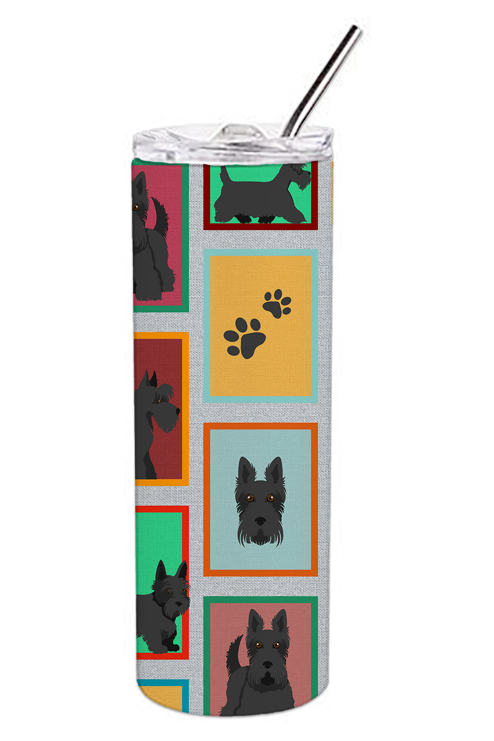 Lots of Scottish Terrier Stainless Steel Skinny Tumbler Vacuum Double Walled Reusable Insulated Tumbler Travel Cup for Coffee Cocktails Gift with Lid, 20 oz