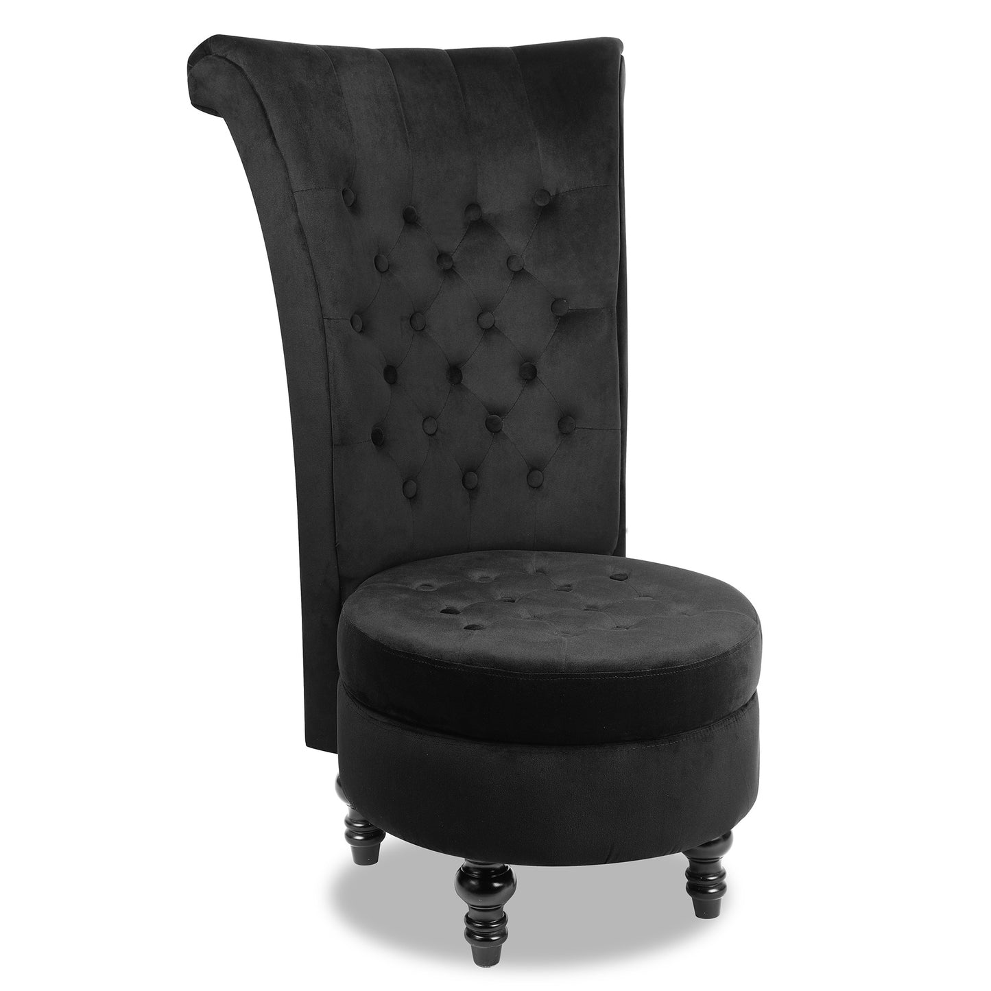 Royal Velvet High Back Armless Chair;  Retro Elegant Luxury Throne Chair;  Upholstered Tufted Accent Seat w/Storage for Dressing Room;  Living Room;  Bedroom