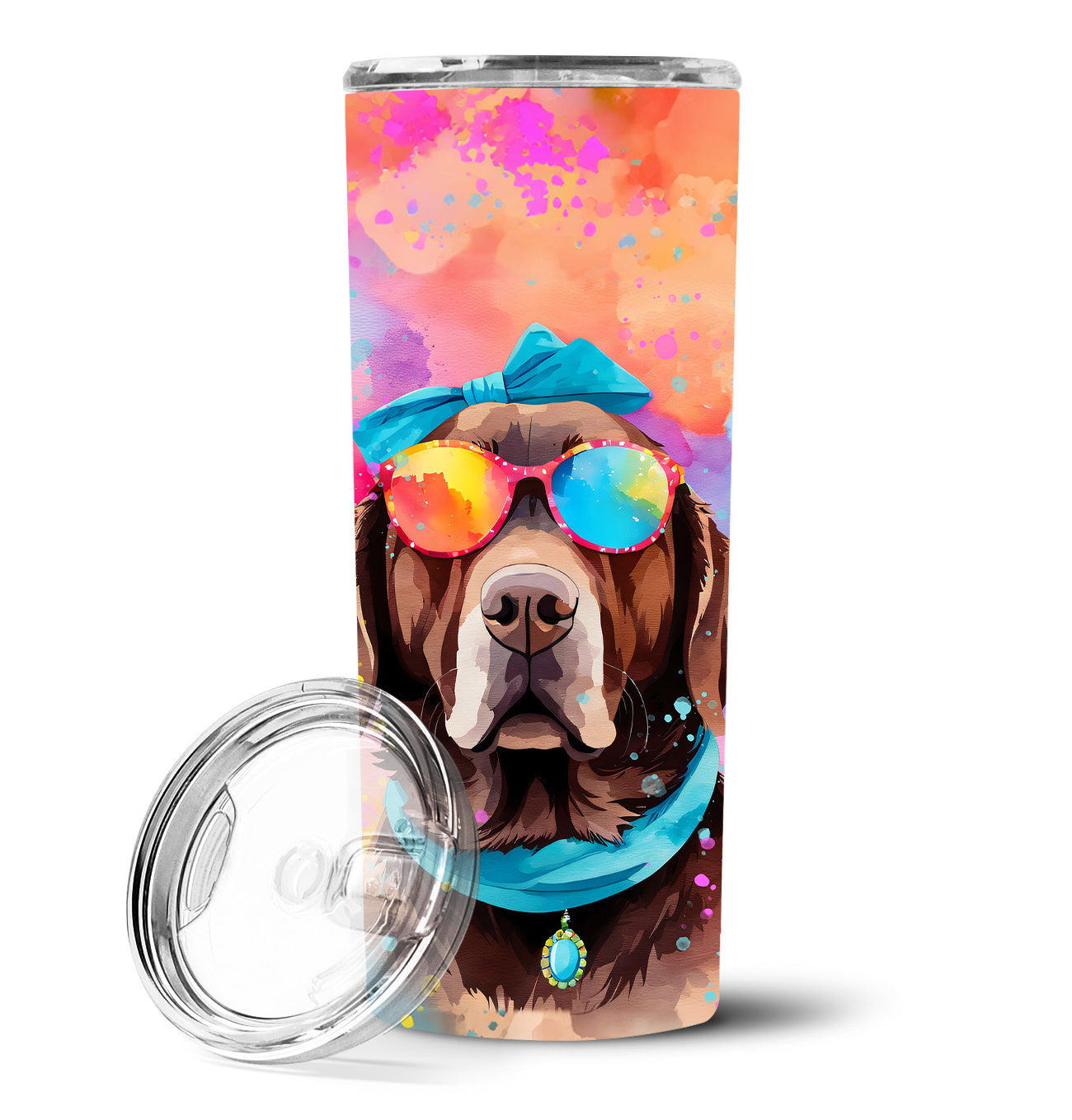 Chocolate Labrador Hippie Dawg Stainless Steel Skinny Tumbler Vacuum Double Walled Reusable Insulated Tumbler Travel Cup for Coffee Cocktails Gift with Lid, 20 oz