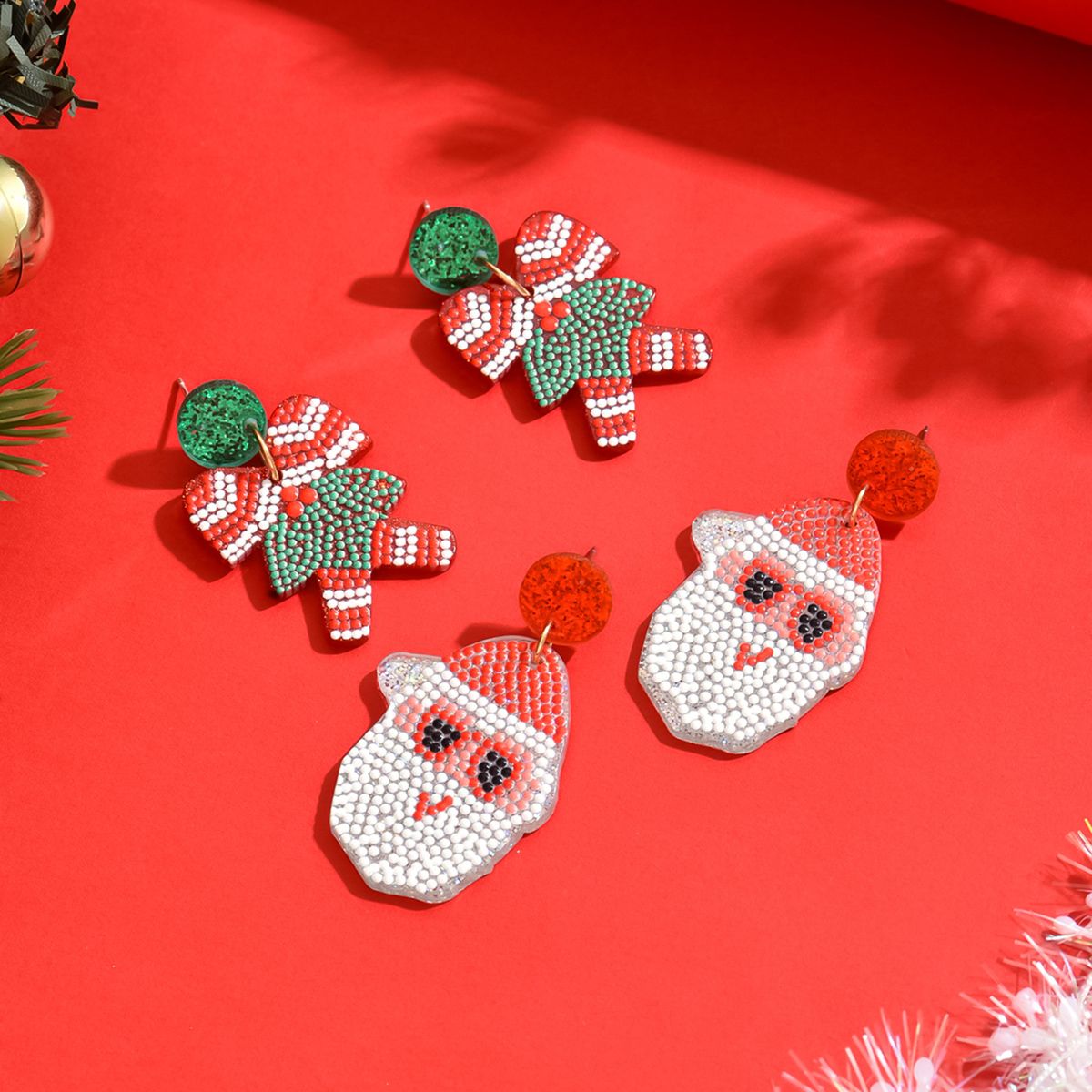 Festive Christmas Themed Beaded Earrings -  Spread Joy and Cheer with Every Step