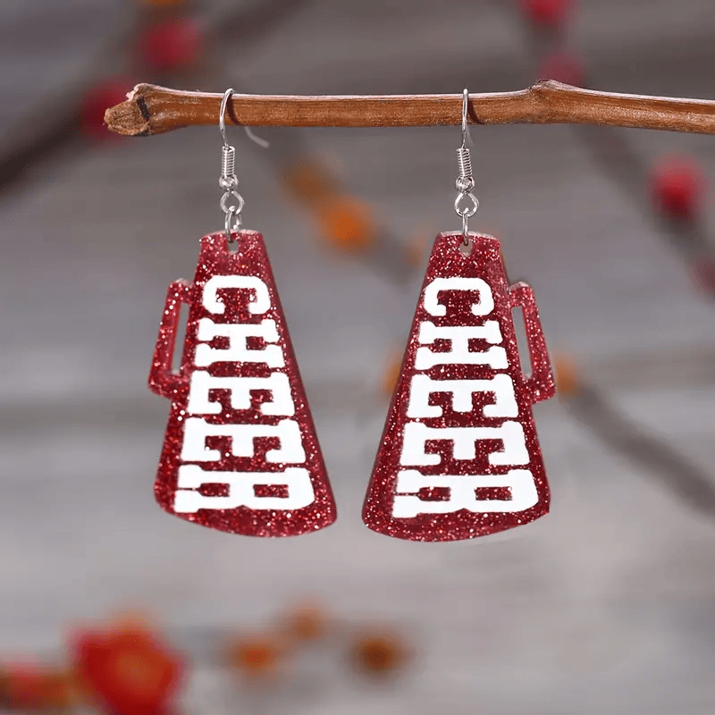 Sparkling Cheerleader Megaphone  Earrings - Show Your Spirit!