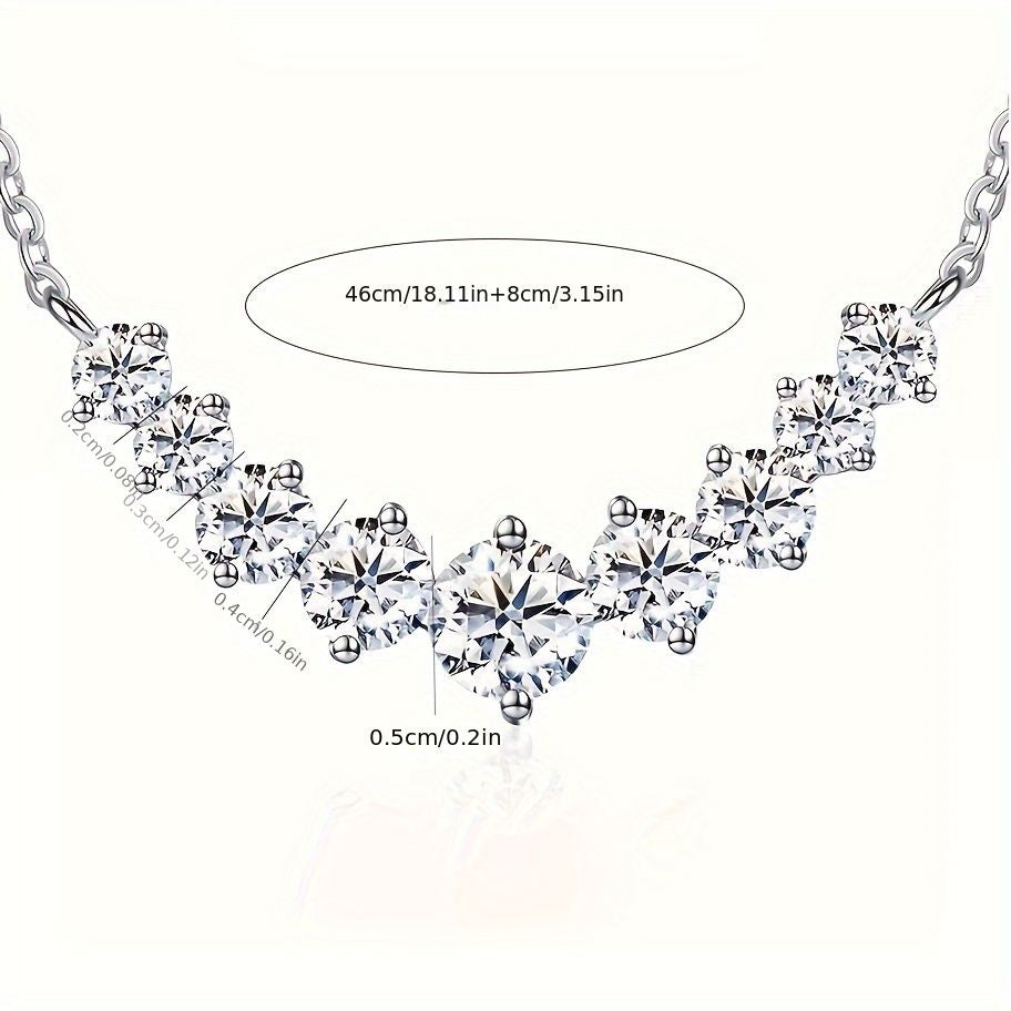 Elegant 0.5-7.6ct Moissanite Zircon Necklace, Perfect Gift for Women: Wife, Mom, Girlfriend. Ideal for Anniversary, Birthday, Wedding, Christmas, Valentine's, Mother's Day.