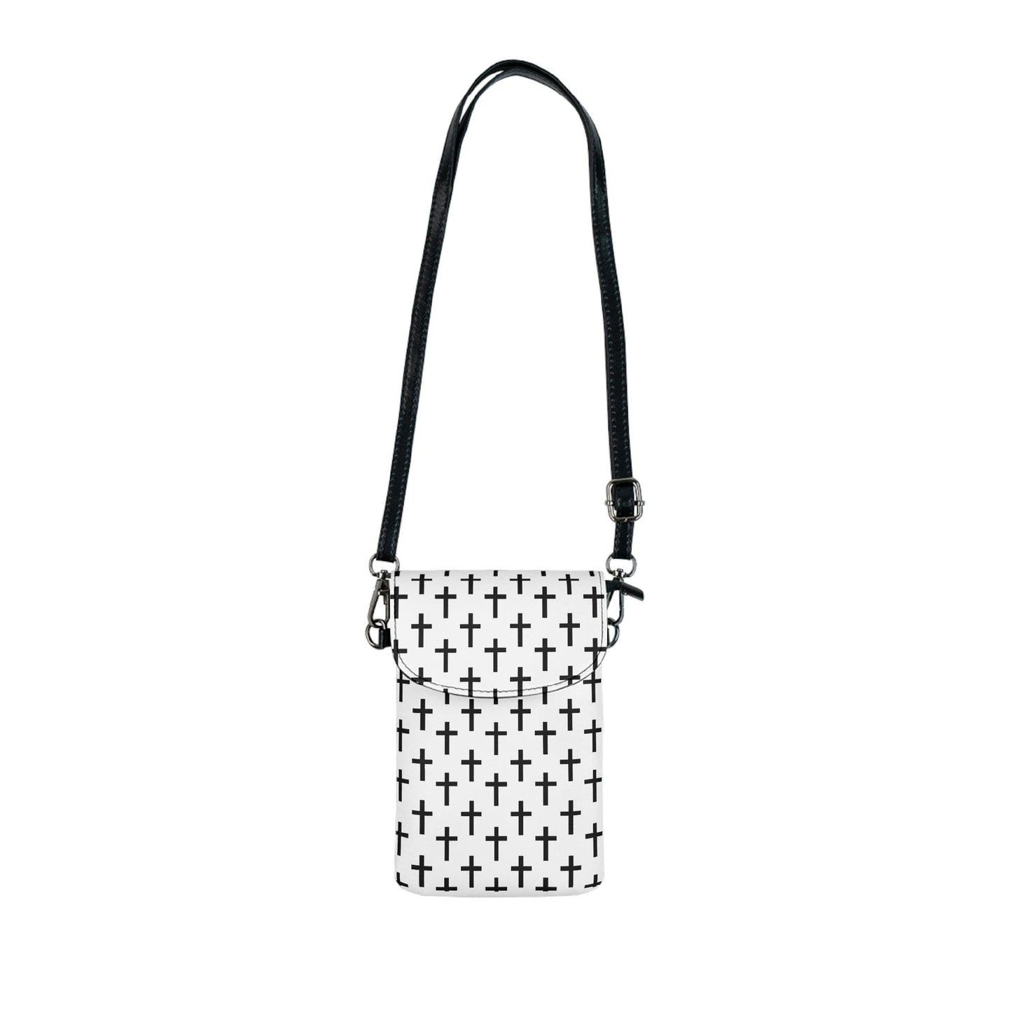 Crossbody Cell Phone Wallet Purse, White And Black Seamless Cross Pattern