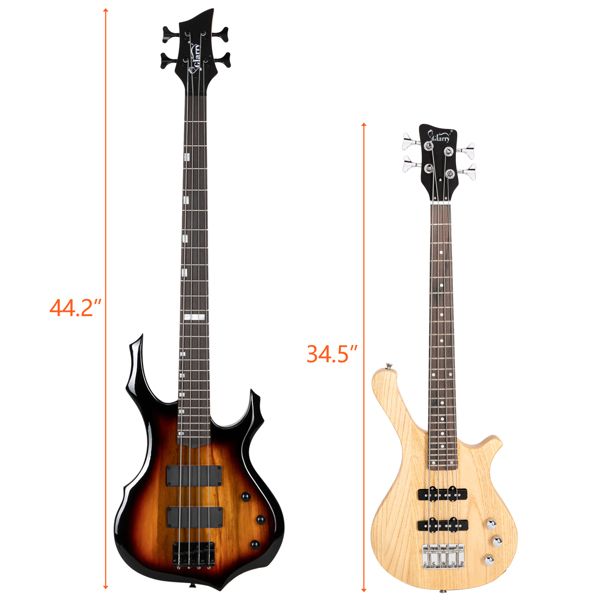 [Do Not Sell on AmazonGlarry GW101 36in Small Scale Electric Bass Guitar Suit With Mahogany Body SS Pickups, Guitar Bag, Strap, Cable Burlywood