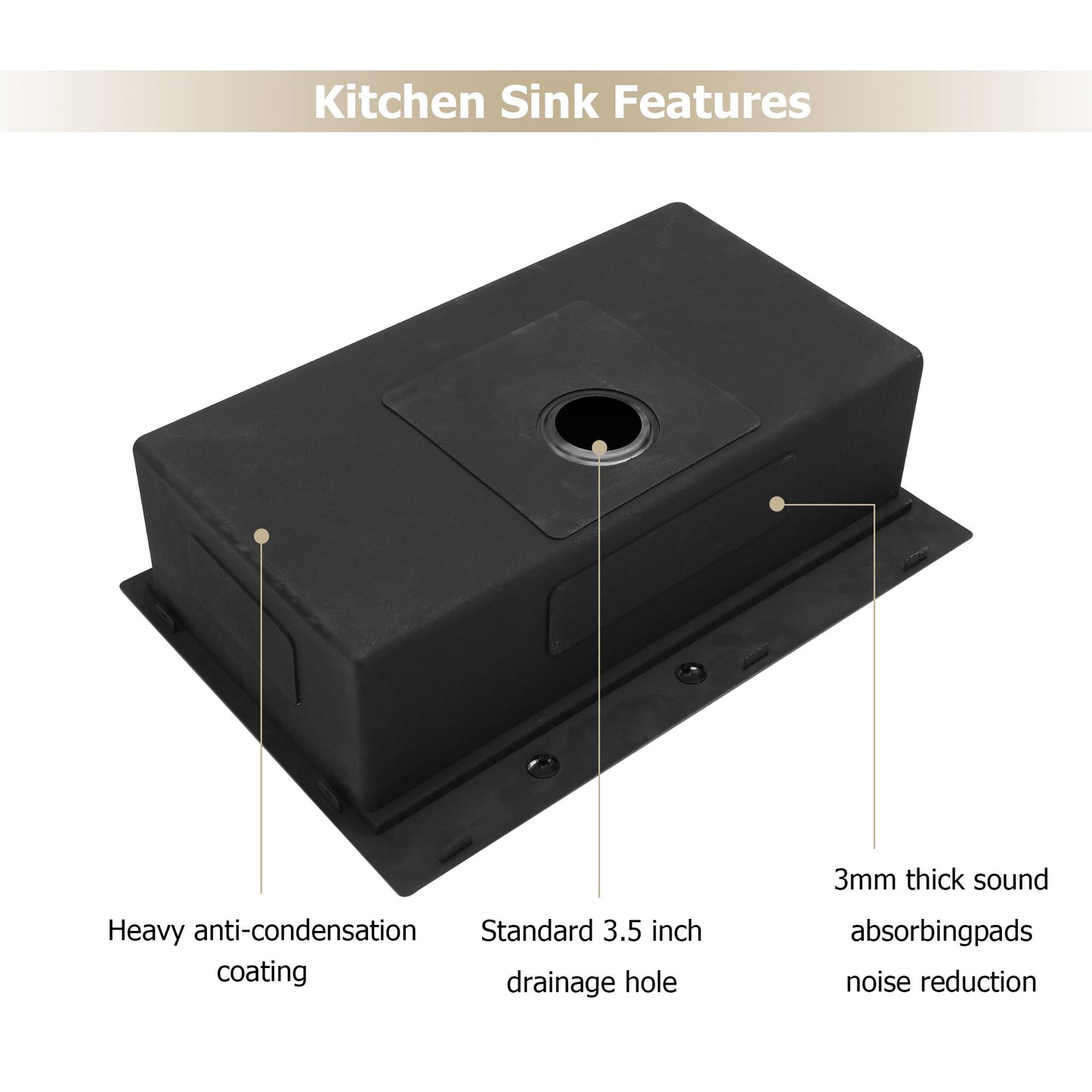 Lordear Drop In Workstation Sink Topmount 16 Gauge Stainless Steel or Gunmetal Black Single Bowl Kitchen Sink