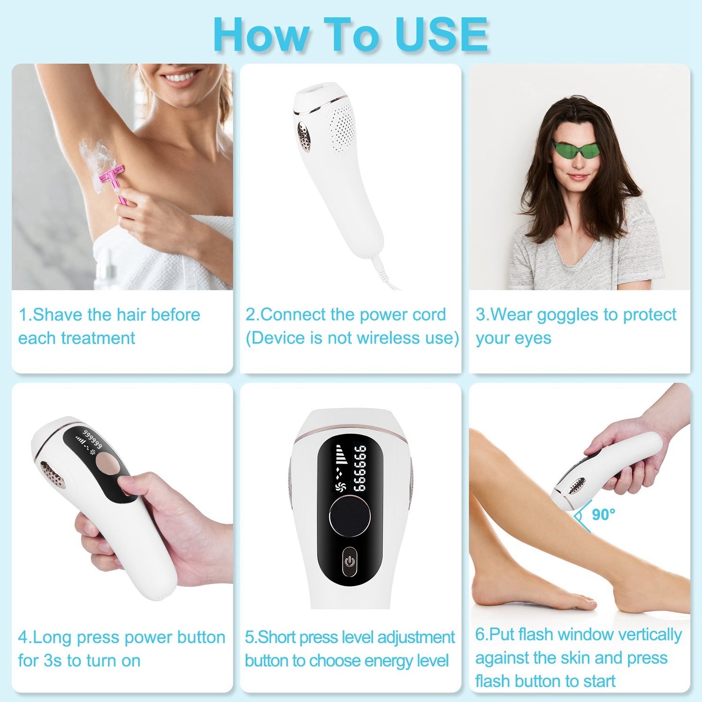 Laser Hair Removal For Woman Man Ice Cooling Permanent IPL Hair Remover with Painless 999999 Flashes Home Use Lasting Hair Reduction for Armpits Legs Arms Bikini Line