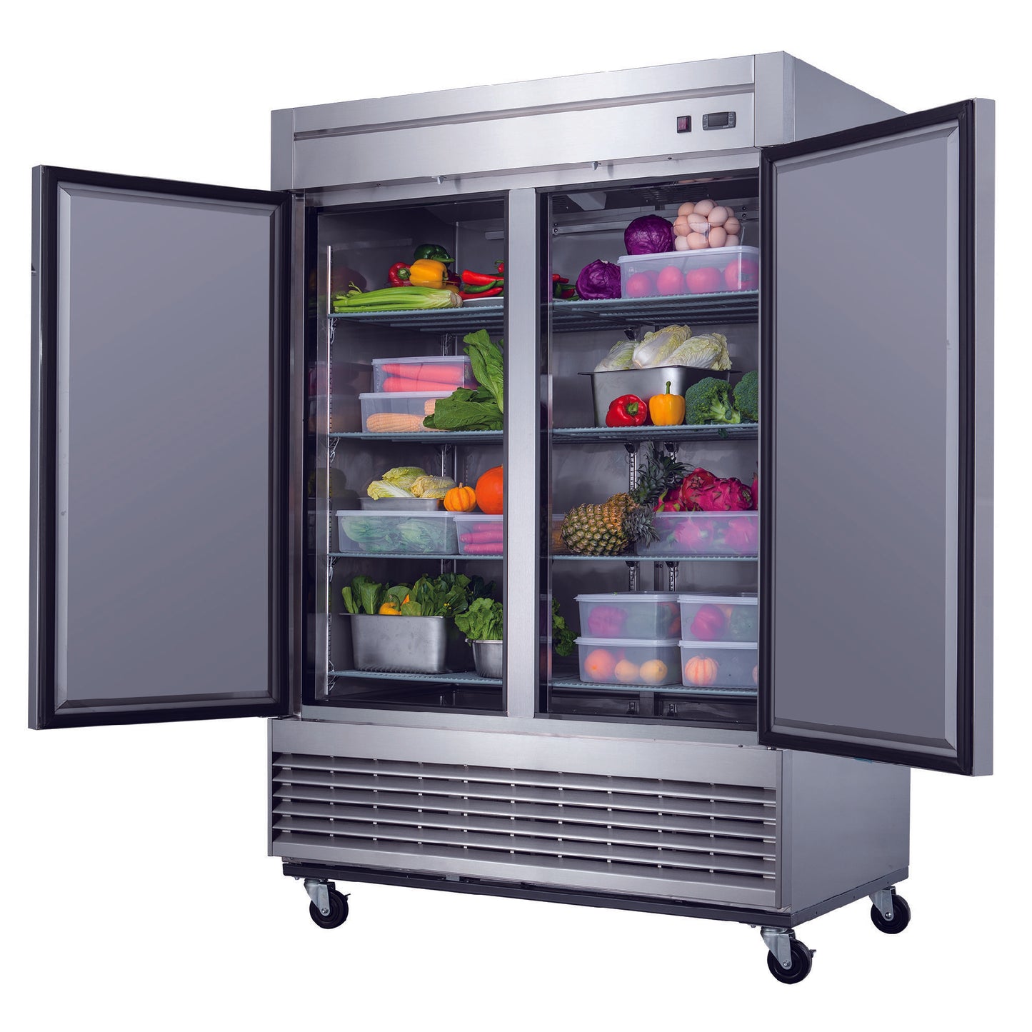 Dukers Commercial Double Door Bottom Mounted Upright Reach-in Refrigerator in Stainless Steel 40.74cu.ft.