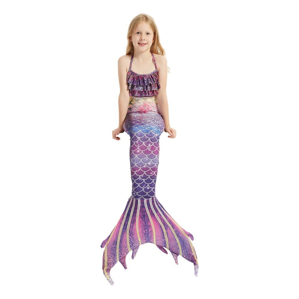 Mermaid Tails Swimsuit for Girls Swimming 3Pcs Mermaid Princess Bathing Suit