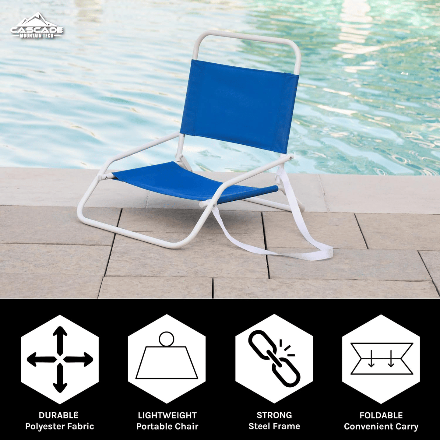 Low Profile Beach Chair, One Size, Blue