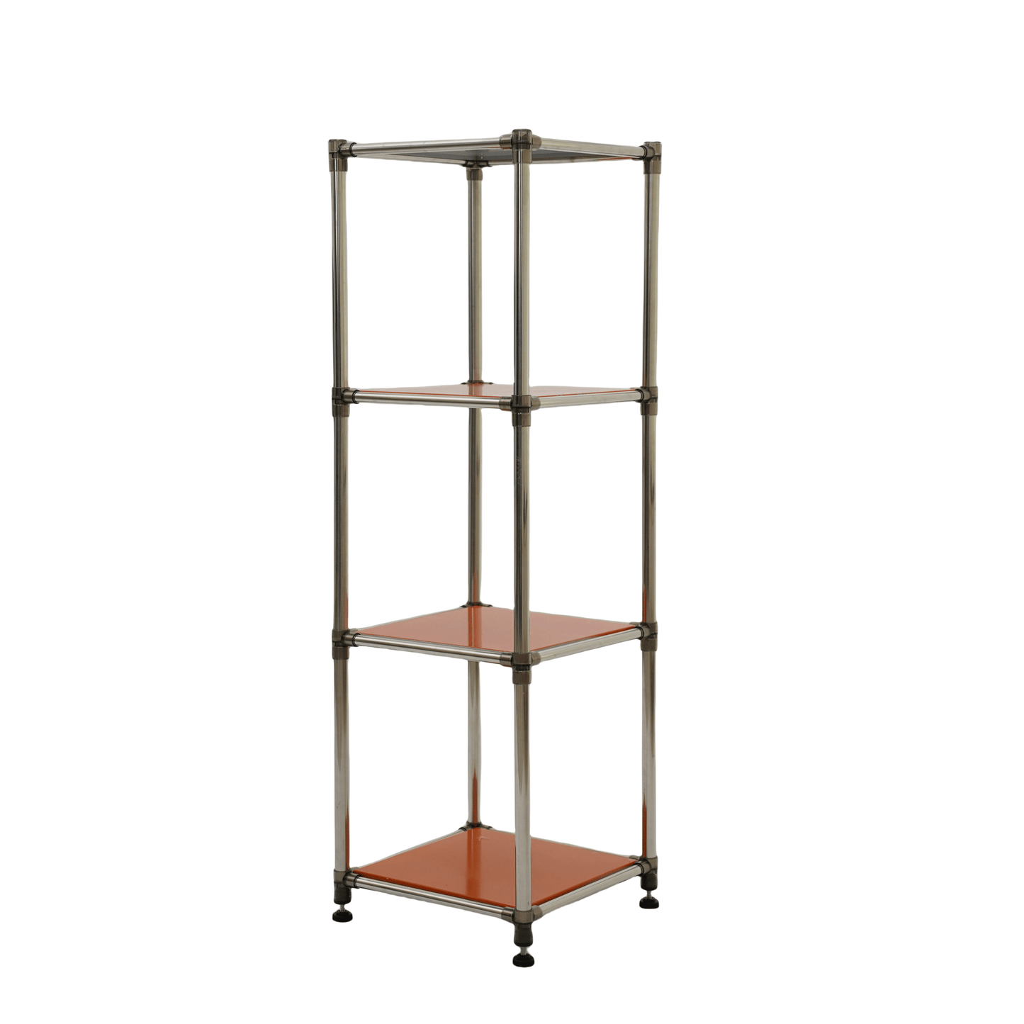 Korean orange 4-Tier Heavy Duty Stainless steel Storage Shelving Unit, 100lbs/shelf (49"H x 14.9"W x 13.7"D) for Indoor/Outdoor Organization , Modular Rack, Extremely Durabl