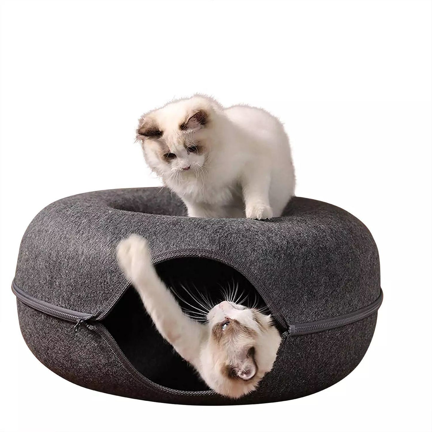 LARGE Cat Tunnel Cave Bed USA SELLER Felt Donut Cat House Detachable Small Pet