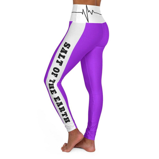 High Waisted Yoga Leggings, Purple Salt Of The Earth Matthew 5:13 Beating Heart Sports Pants