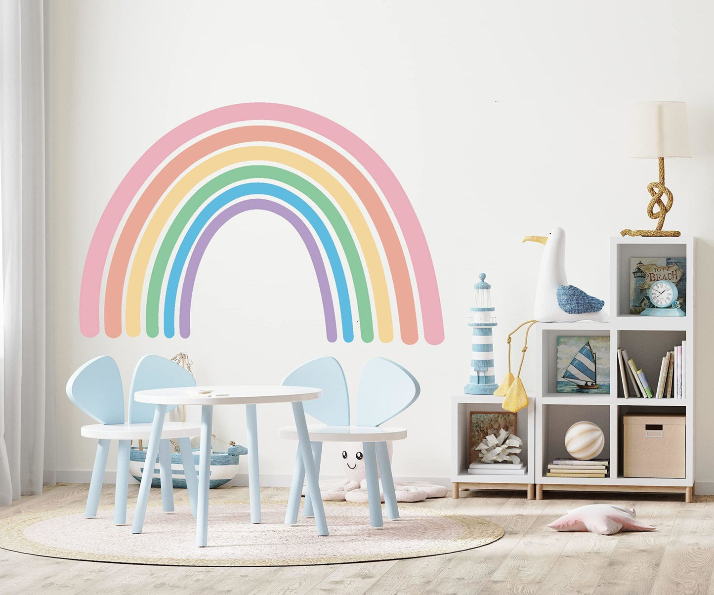 Rainbow Wall Decals Peel and Stick Rainbow Wall Sticker Decals Boho Rainbow Decor for Kids Bedroom Nursery Decor