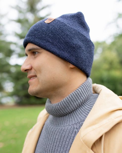 HAAKWEAR Theta-Stitch Cuffed Beanie - Designed and Made in USA (Patent Pending Design) - Denim Blue