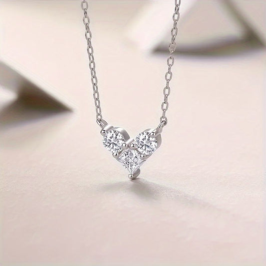 "Sterling Silver Moissanite Heart Necklace Moissanite Necklace for  Women Wedding Engagement Necklace Love Jewelry Gifts for Her"