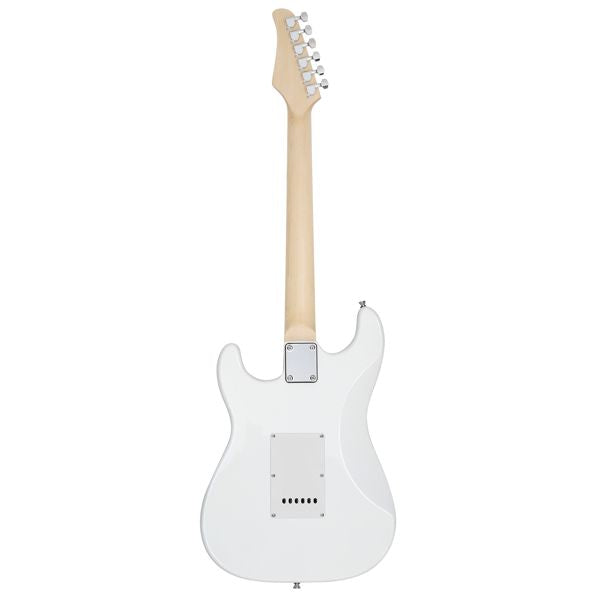 [Do Not Sell on Amazon] Glarry GST Stylish S-S-H Pickup Electric Guitar Kit with 20W AMP Bag Guitar Strap White