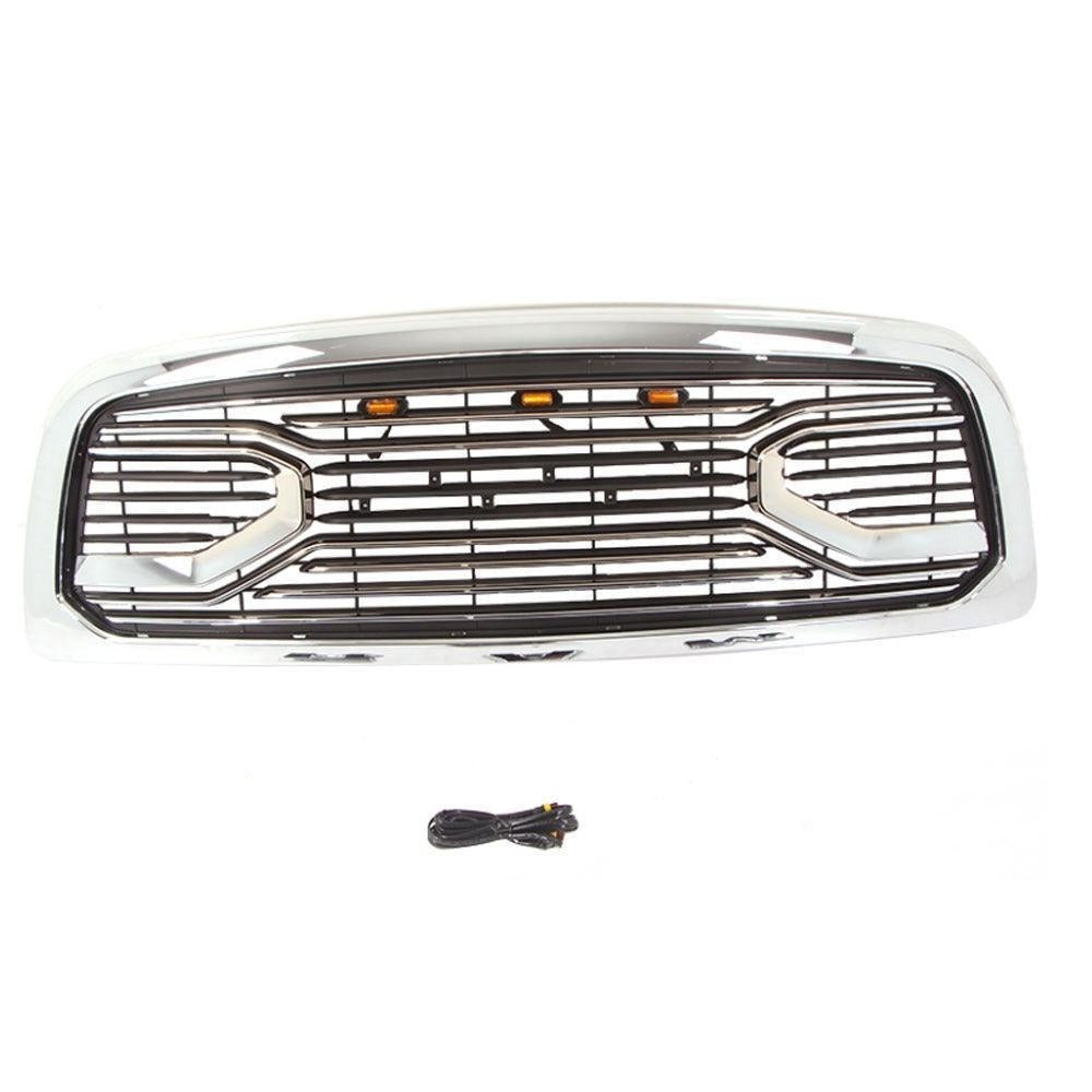 Front Grill for 2009 2010 2011 2012 Dodge Ram 1500 Chrome Grille Big Horn Style W/ Letters & Lights