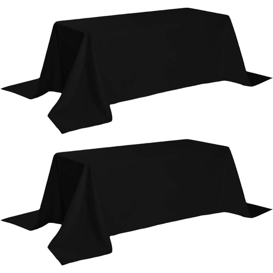 Classic Black Tablecloth 90x156 inch Table Clothes for 8 Foot Rectangle Tables 200 GSM Stain and Wrinkle Resistant Washable Fabric 2 Pack