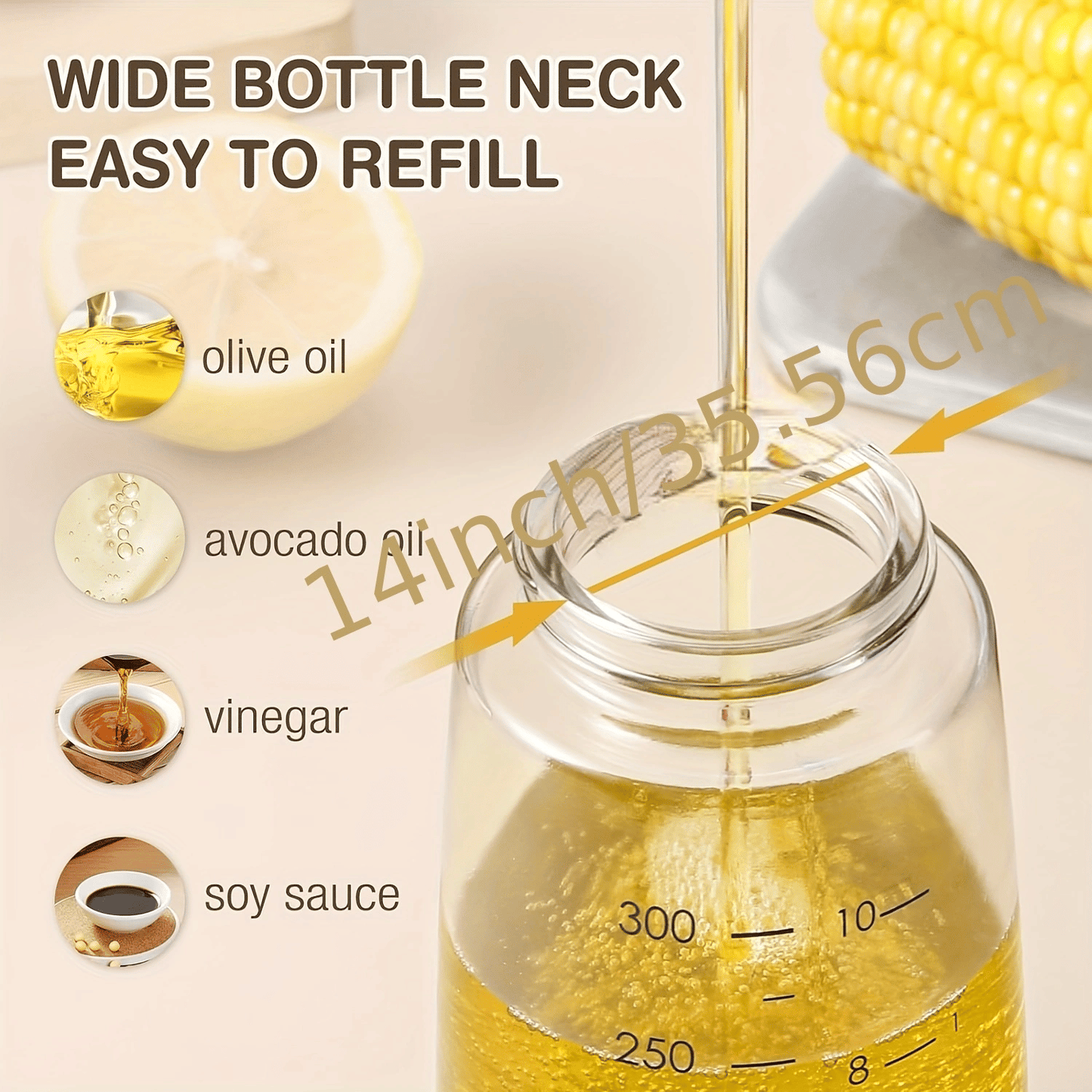 Oil & Vinegar Dispenser Condiment Dispensing Kitchen Cruet for Barbecue,Cooking, Baking,Roasting,Grill Nude 10oz Non-Drip Spout Oil dispenser set