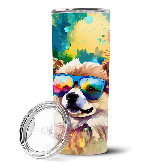 Pomeranian Hippie Dawg Stainless Steel Skinny Tumbler Vacuum Double Walled Reusable Insulated Tumbler Travel Cup for Coffee Cocktails Gift with Lid, 20 oz