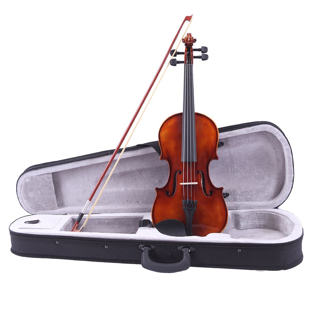 Gifts- 4/4 Classic Solid Wood Violin Case Bow Violin with Strings Rosin Shoulder Rest Electronic Tuner XH