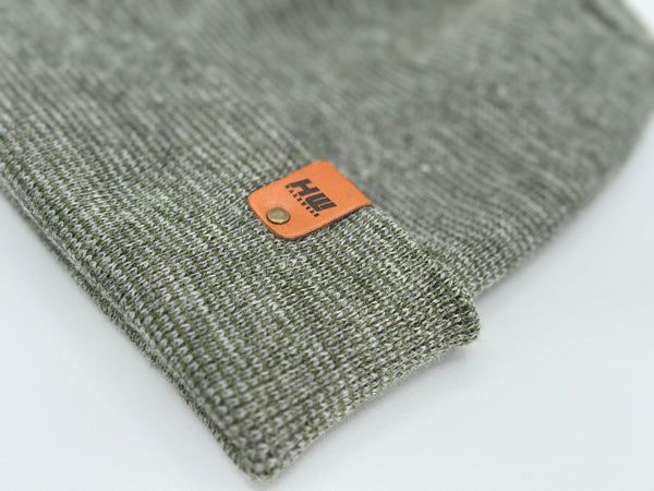 Haakwear Theta Stitch Fusion Cuffed Beanie (Patent Pending Design)-Gray/Green, Made in USA